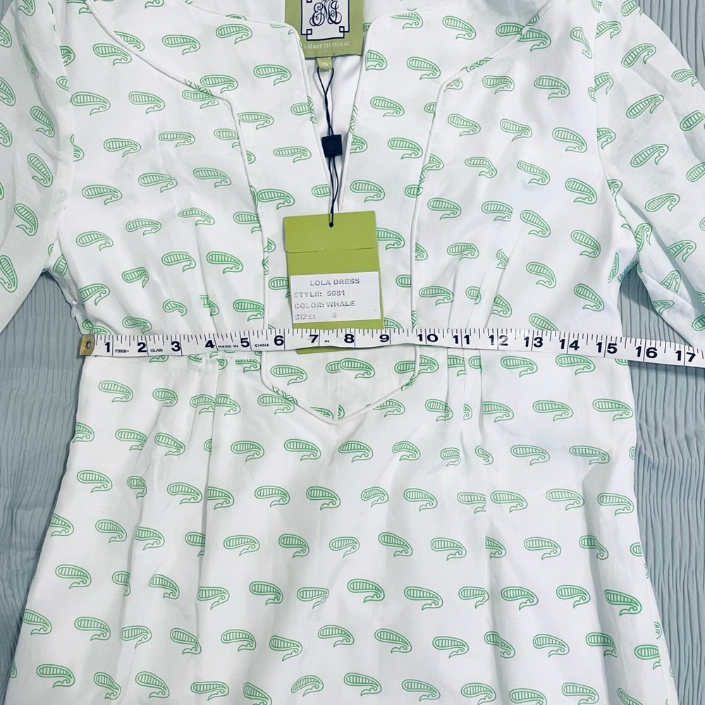 NWT Elizabeth McKay Lola Dress Whales / Green and White / Size 6 - Picture 8 of 11